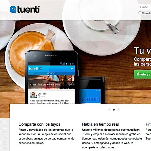 Home de la última versión que tuvo Tuenti como red social.